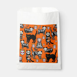 Sacolinha cabeça do gato de halloween laranja