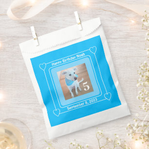 Sacolinha Cachorro Cachorro Feliz Aniversário Número 5 Azul
