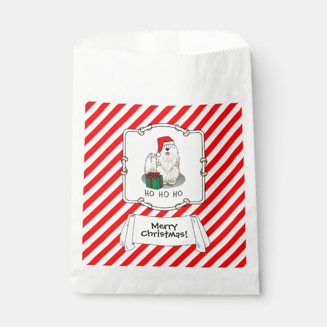Sacolinha Cachorro de Natal Santa Hat Puli (branco) Engraçad (Frente)