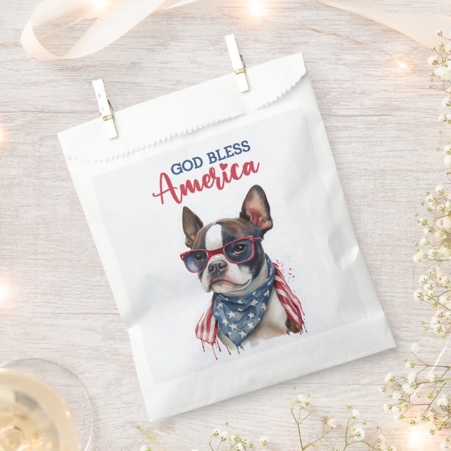 Sacolinha Cachorro Patriota - Boston Terrier (Cortado)