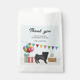 Sacolinha Cachorro Preto Pug Desenho Animado Fofo Aniversári
