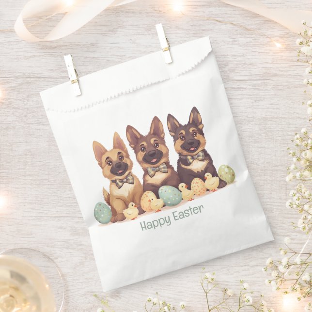 Sacolinha Cães Pastor Alemão Feliz Páscoa (Cortado)