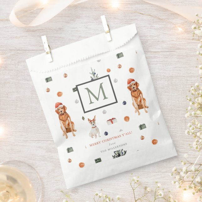 Sacolinha Cães & Presentes Feliz Natal Monograma (Cortado)