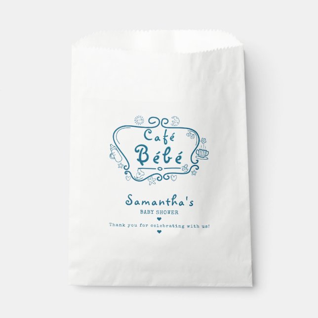 Sacolinha Café Bébé Chá de fraldas francês moderno de beleza (Frente)