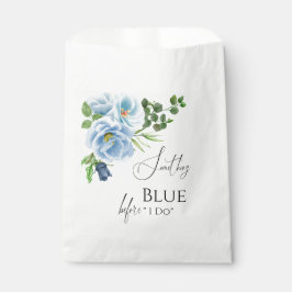 Sacolinha Caligrafia Algo Chá de panela Floral Azul