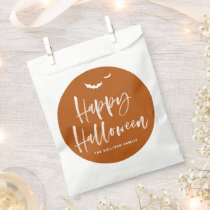 Sacolinha Caligrafia de Bruxelas Feliz Halloween em Laranja