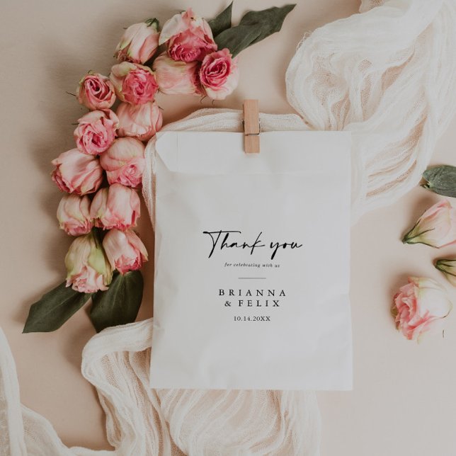 Sacolinha Caligrafia Moderna Elegante Obrigado Casamento (Criador carregado)