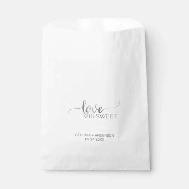 Sacolinha Caligrafia Simples "Amor é Doce" Casamento (Frente)