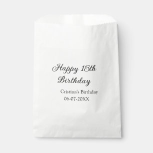 Sacolinha caligrafia simples e feliz aniversário de 15
