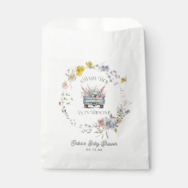 Sacolinha Caminhão Azul Floral Bebê Menino em Flor Papel 