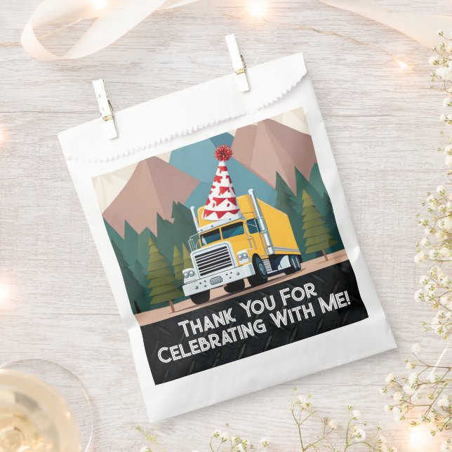 Sacolinha Caminhão Feliz Festa de Aniversário Engraçado Tran (Cortado)