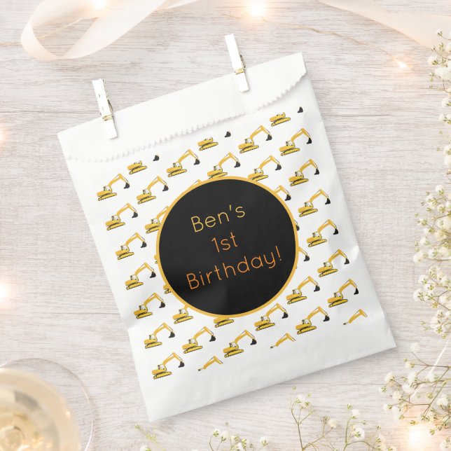 Sacolinha Caminhões de Construção de Escavador (Cortado)