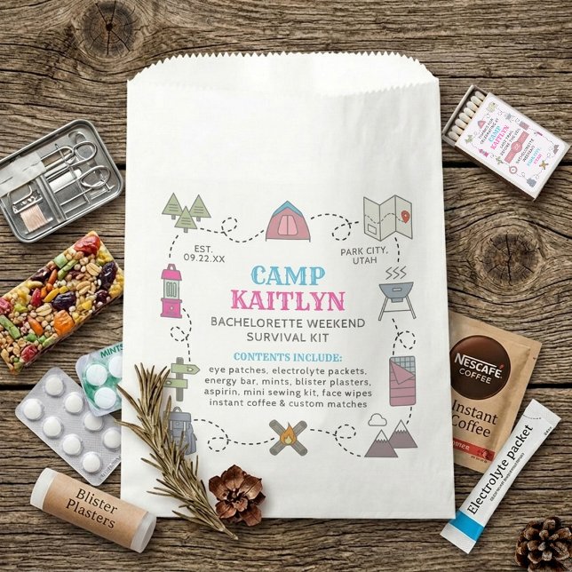Sacolinha Camp Bach Bachelorette Weekend Party Survival Kit (Criador carregado)