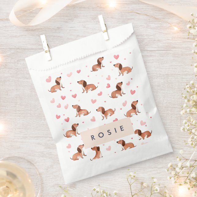 Sacolinha Cão de Dachshund Cute Personalizado Monograma (Cortado)