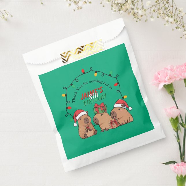 Sacolinha Capybara Christmas Lights Birthday Party  (Selado)