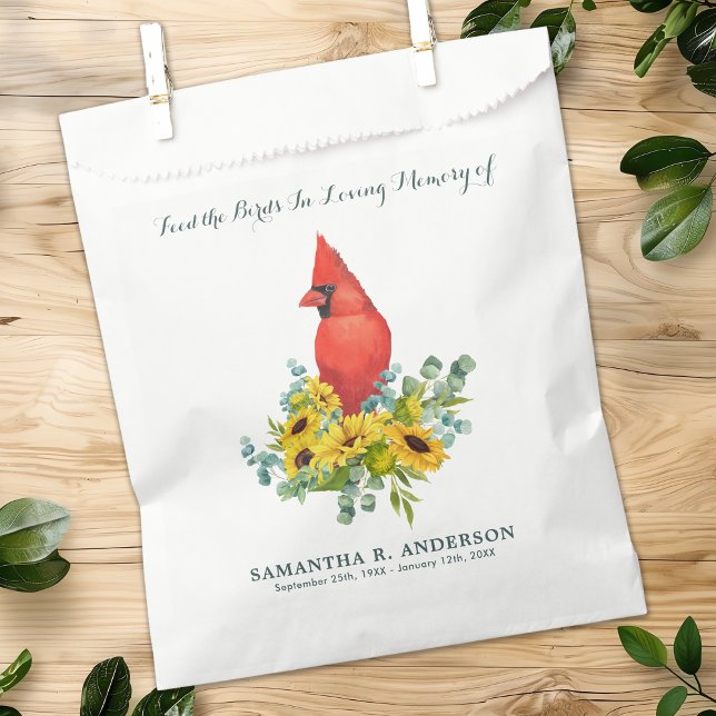 Sacolinha Cardinal Bird Seed Packet Memorial Gift Funeral (Criador carregado)