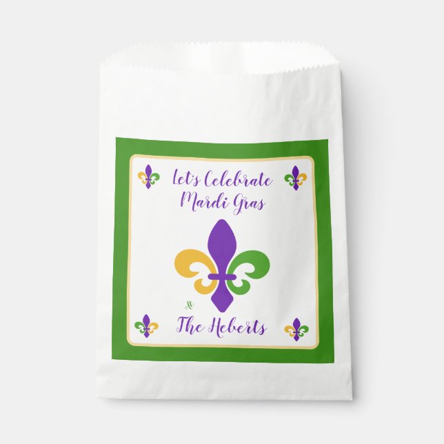 Sacolinha Carnaval NAME Verde Dourado Roxo Fleur de Lis (Frente)
