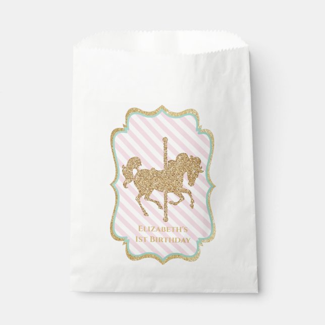 Sacolinha Carousel Themed Favor Bolsas (Frente)