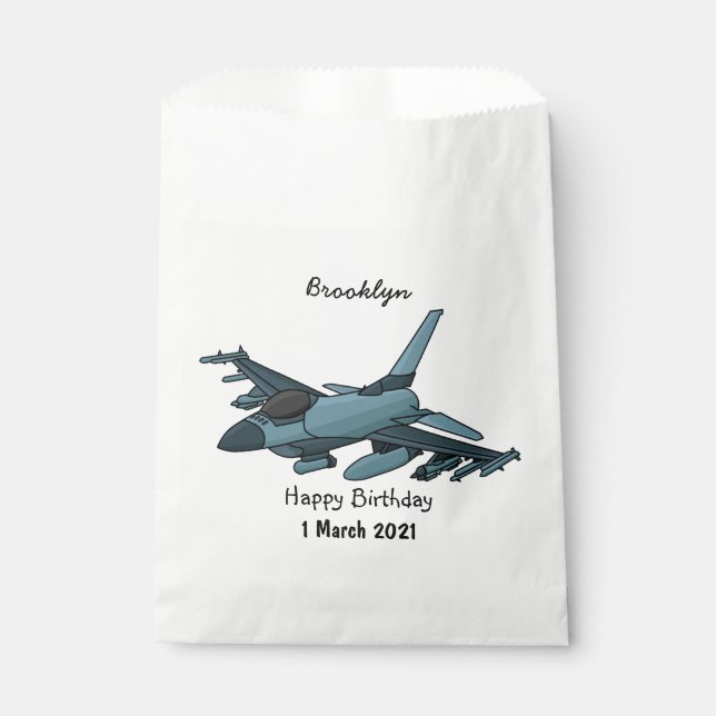 Sacolinha Cartoon de avião de combate militar (Frente)