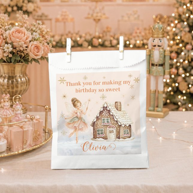 Sacolinha Casa de Biscoito da Fada do Açúcar Ameixa Primeiro (Nutcracker Sugar Plum Fairy Gingerbread House Favor Bag)
