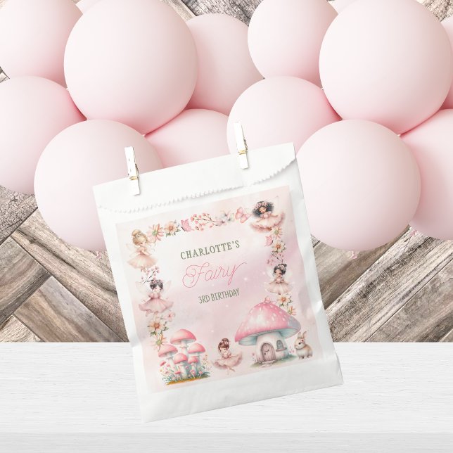 Sacolinha Casa de Cogumelo Fada Rosa Aniversário (Criador carregado)