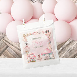 Sacolinha Casa de Cogumelo Rosa Aniversário Fada Primeiro