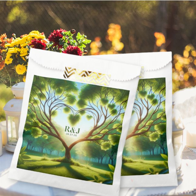 Sacolinha Casal de casamento Monograma Verde (Wedding Couple Monogram Green Favor Bags)