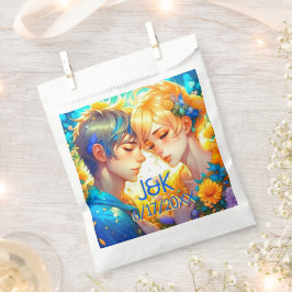 Sacolinha Casal Floral de Anime Boy e Rapariga Personalizado