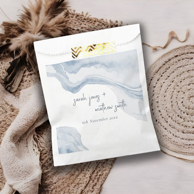 Sacolinha Casamento abstrato Blue Coastal Beach Watercolor (Criador carregado)