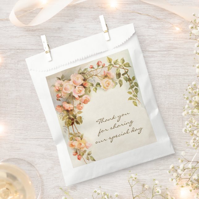 Sacolinha Casamento Antigo Flor Rosa Vintage (Cortado)