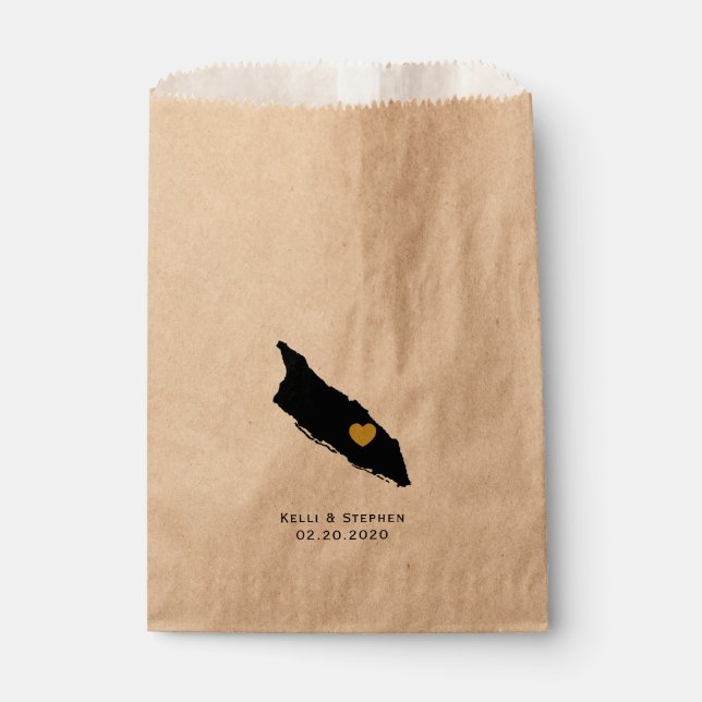 Sacolinha Casamento Aruba Favorece Sacks de Tratamento, Mapa (Frente)