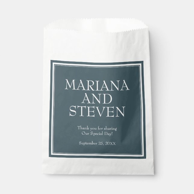 Sacolinha Casamento Azul da Fronteira Moderna Minimalista (Frente)