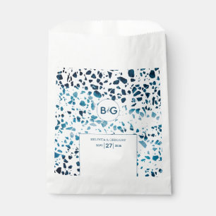 Sacolinha Casamento Azul Mosaico Moderno Abstrato Terrazzo