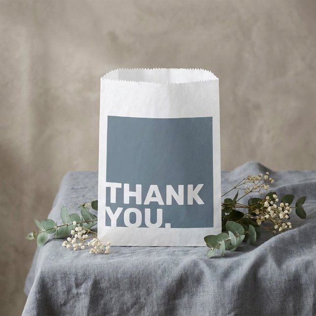 Sacolinha Casamento Azul Negrito Obrigado Marca Favorável (Bold Blue Wedding Thank You Favor Tag Favor Bag.)