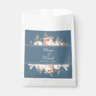 Sacolinha Casamento Boho Azul e Peônias Rosadas