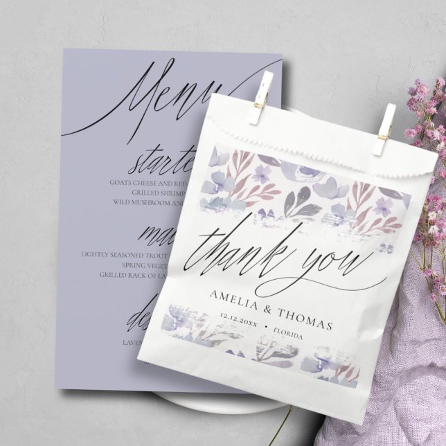Sacolinha Casamento Boho Obrigado Floral Roxo (Criador carregado)