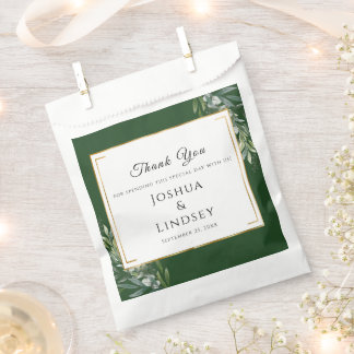 Sacolinha Casamento Botânico Elegante em Dourado e Verde