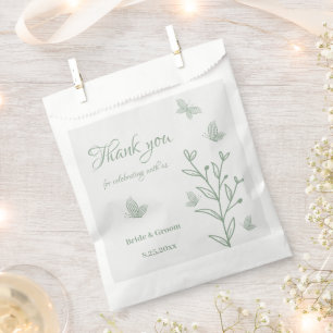 Sacolinha Casamento botânico verde-sábio simples