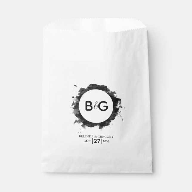 Sacolinha Casamento Branco Negro Simples (Frente)