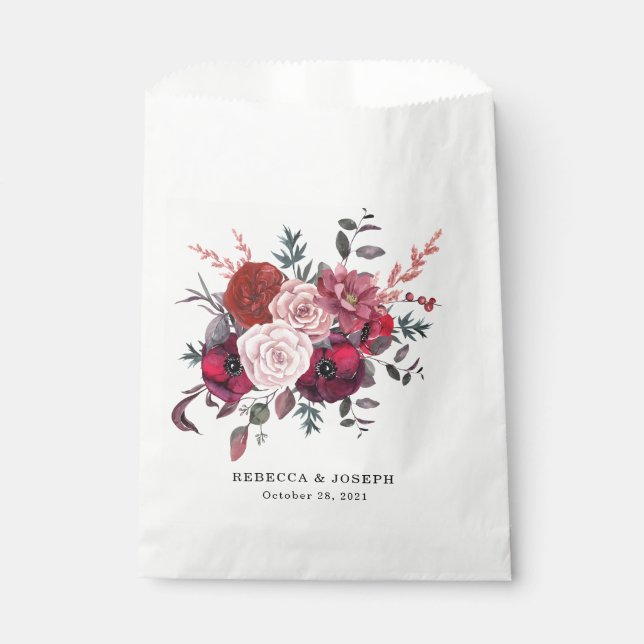 Sacolinha Casamento Burgundy Bloom  (Frente)