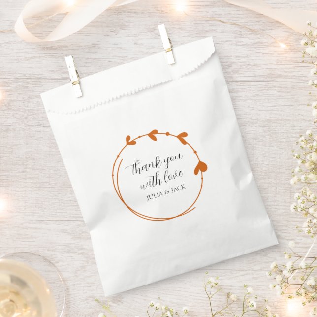 Sacolinha Casamento Burnt Orange Simple Heart Wreath (Cortado)