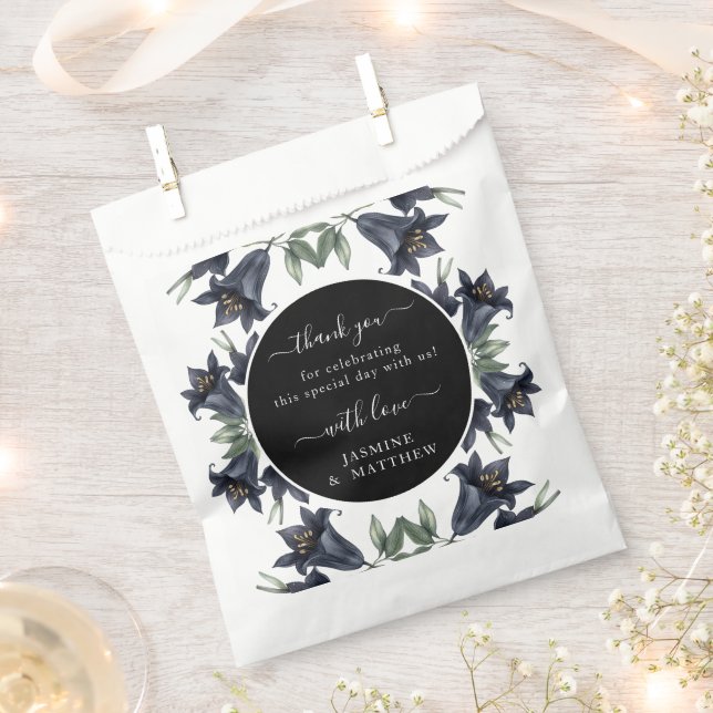 Sacolinha Casamento Chic Clássico Floral Preto Temperamental (Cortado)