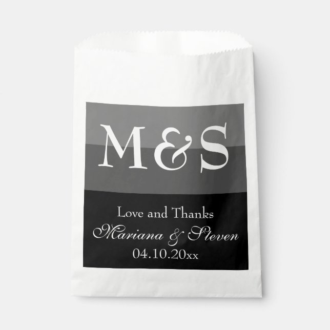 Sacolinha Casamento Chic Moderno Negro e Branco (Frente)