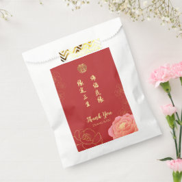Sacolinha Casamento Chinês de Felicidade Dupla Peony Obrigad