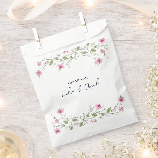 Sacolinha Casamento Chuva de Pétalas de Hibisco Rosa Azul Na (Cortado)