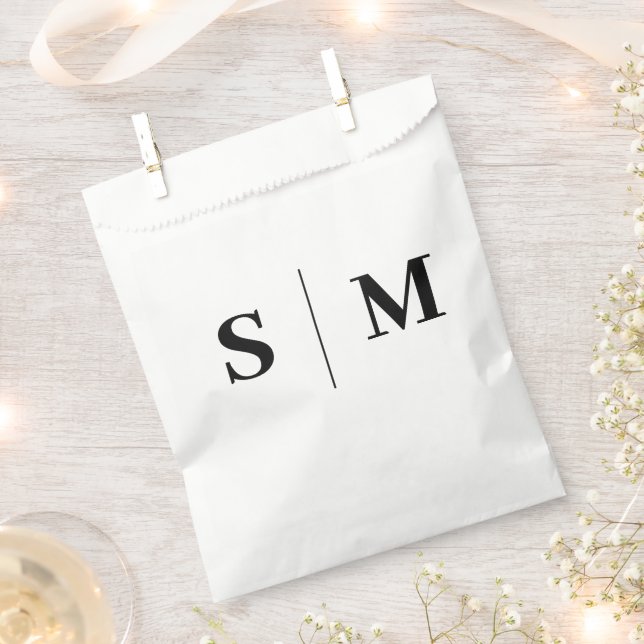 Sacolinha Casamento Clássico Monograma Elegante (Cortado)