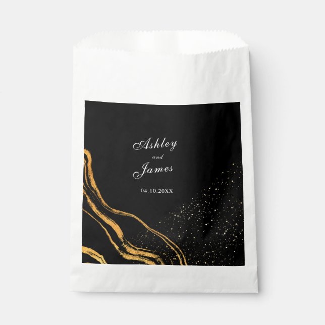 Sacolinha Casamento Clássico Negro e Dourado (Frente)