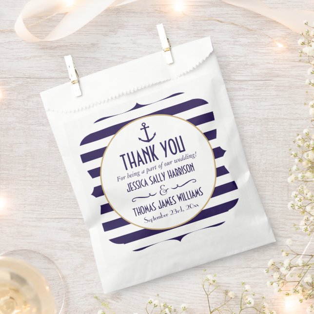 Sacolinha Casamento com Âncora Marinho e Stripe Branca (Cortado)