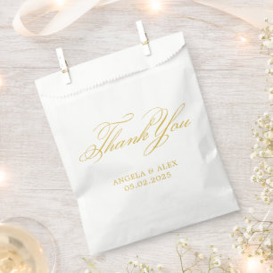 Sacolinha Casamento com Caligrafia Clássica Dourada Elegante