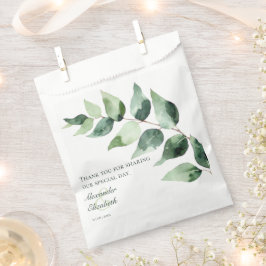 Sacolinha Casamento com Eucalipto em Aquarela | Branco